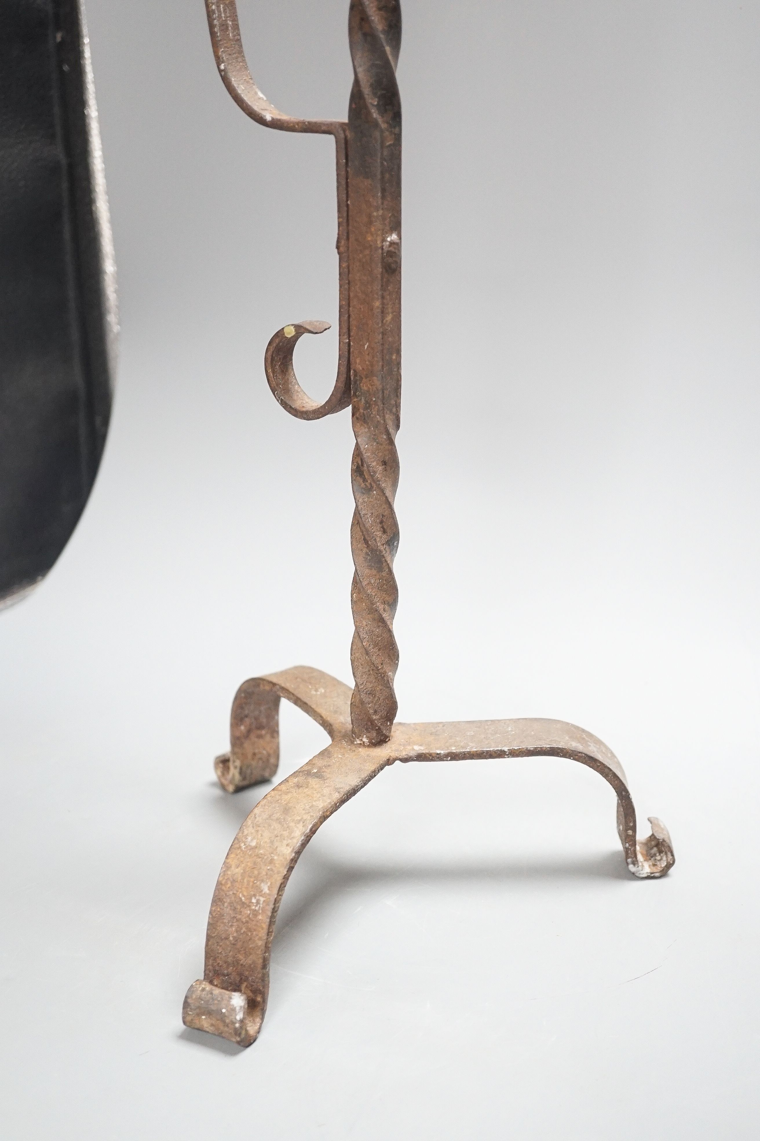 A 17th / 18th century wrought iron candle rushlight holder 68cm